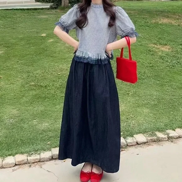 Boutique Blue checkered lace blouse - Picture 4 of 7